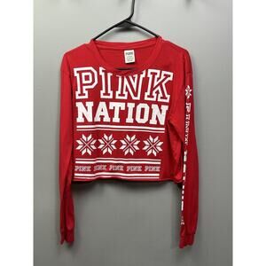 VS Victoria's Secret Nation Crop Top Womens Small Shirt White Red Pullover‎